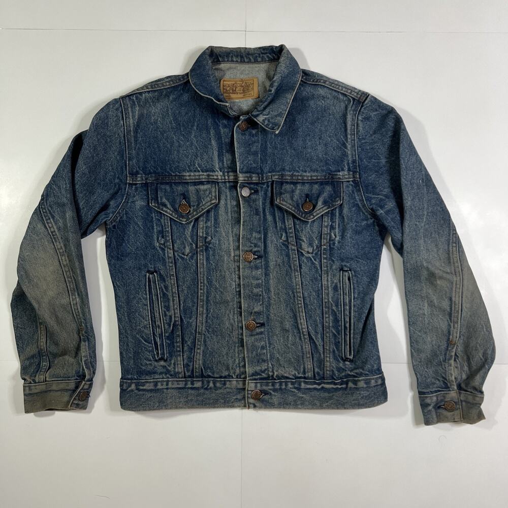 Vintage Roebucks Blue Jean Denim Jacket Boys 18 Distressed